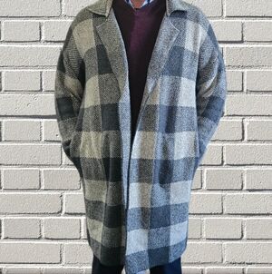 Grey Plaid Sweater Cardigan Jacket / Shacket
